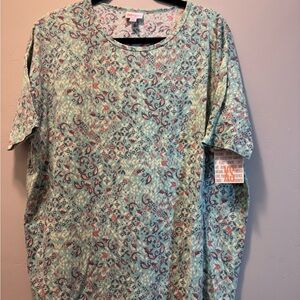LuLaRoe Short Sleeve Top - Green and Pink Pattern